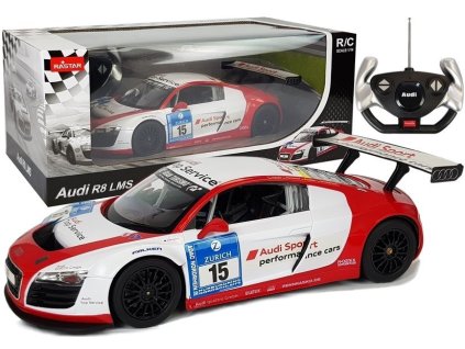 Auto R/C Audi R8 LMS Rastar 1:14 Bílo-Červené