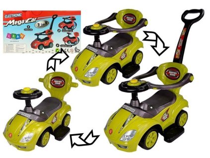 Odrážedlo s pchačem Mega Car 3v1 Žluté