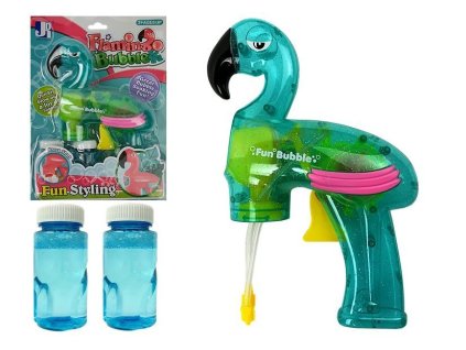 Pistole na mýdlové bubliny plameňák modrá