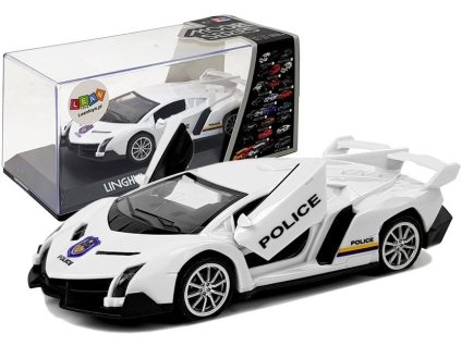 Sportovní Auto s Frikčním Pohonem a Policejními Zvuky Bílá