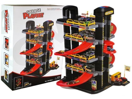 Pětistupňová parkovací garáž na baterie se světly a výtahem