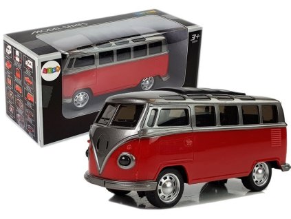 Autobus Hračka s Třecím Pohonem na Baterie Světla Zvuky Červený