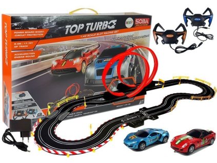 Závodní dráha 1:43 2 Autíčka Ovladače Top Turbo 540 cm délka