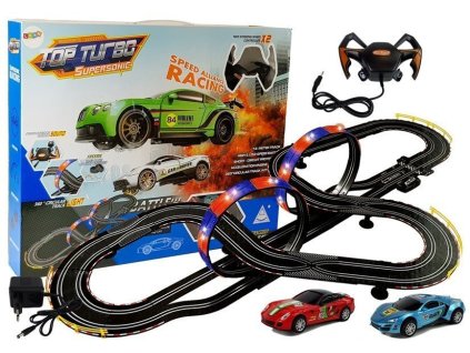 Závodní dráha 1:43 2 Autíčka Top Turbo Světla 7,6 m délka