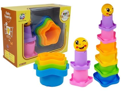 Duhová pyramida kelímků pro kojence s hvězdami