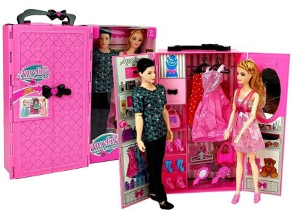 Sada panenek Chlapec Dívka Šatní skříň Oblečení v Kufříku