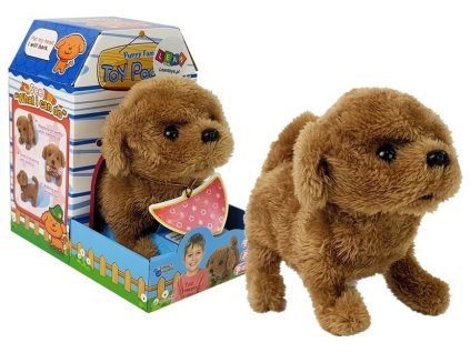 Interaktivní Hnědý Pejsek na Baterie Chodí, Pohybuje Ocasem, Vydává Zvuky