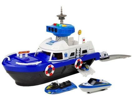 Policejní Dopravní Loď s Auty, se Zvuky a Světly