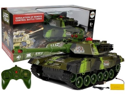 Velký dálkově ovládaný tank R/C 2,4 Ghz Světla Zvuky Střelby Zelený