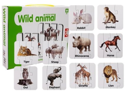 Vzdělávací skládačka Puzzle Divoká Zvířata 10 Spojení Anglicky