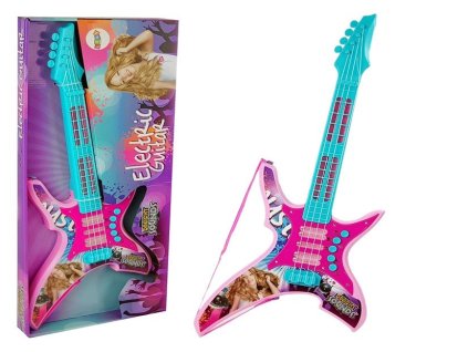 Růžová Elektrická Kytara se Světly a Zvuky 62 cm