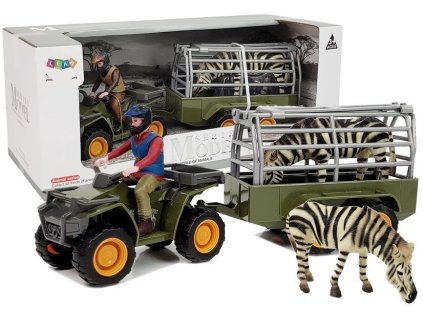 Quad s Přívěsem Transportér Figurky Zebra