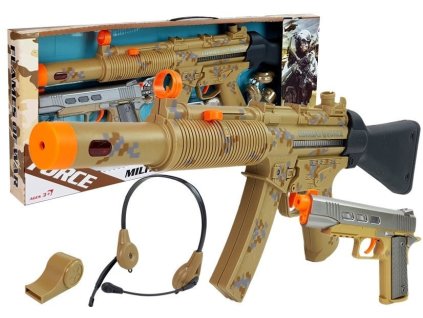 Sada Vojenská Zbraň Dva Pistole Sluchátka Píšťalka