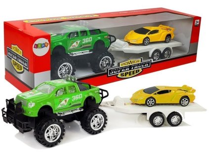 Sada Vozidel Sportovní Auto Žluté Terénní Zelené s Třecím Pohonem