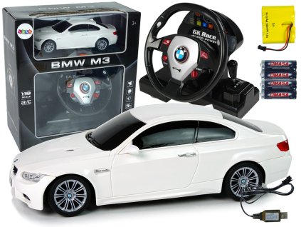 BMW M3 RC Auto Bílý 1:18, Dálkové Ovládání Volant, Zvuk & Světla