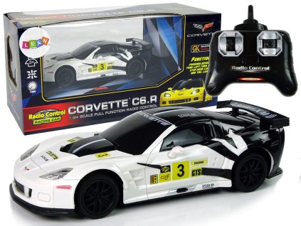Závodní RC Auto 1:24 Corvette C6.R Bílý 2.4G Světla