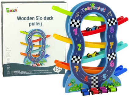 Dřevěná skluzavka 6 Úrovní Auta Čísla