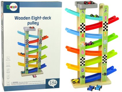Dřevěná Závodní Dráha s Autíčky 8 Poschodí