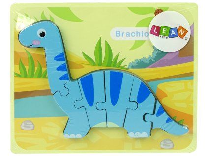 38154 2 drevene puzzle dinosaurus brachiosaurus modry