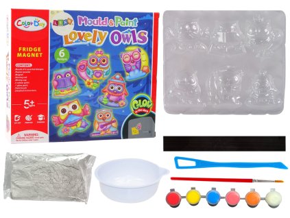 Sada DIY Malování Zářící Sovy Sádrové Magnety