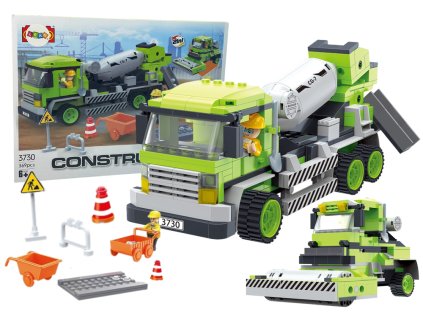 Velká Sada Stavebních Kostek Mixér Na Beton Váleček 369 Kusů Stavba