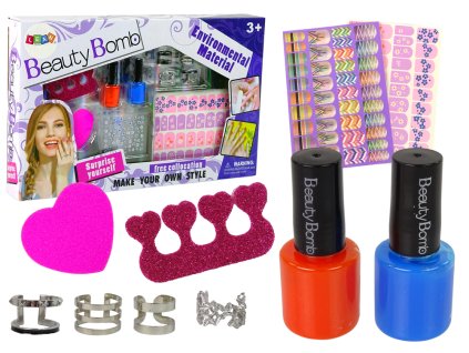 Sada Na Malování Nehtů Lakry Třpytivé Nálepky Prstýnky