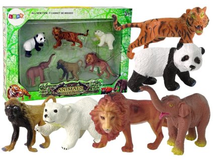 Sada 6 figurek Divoká zvířata Safari Figurka Tygr Tygr Opice Lev