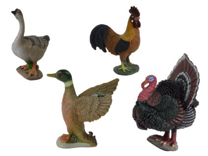 Velká Sada Figurek Farma Vesnice Krocan Slepice Kohout Kolečka 11 Elementů