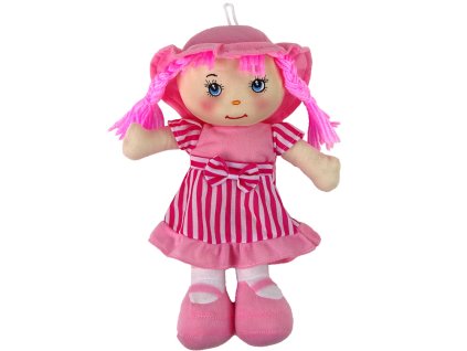 Látková Panenka Mazlíček Růžová Pruhovaná 28 cm