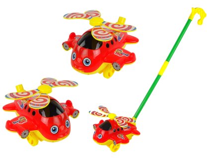 Veselé Letadélko Odrážedlo Tyč Zvonek Červené