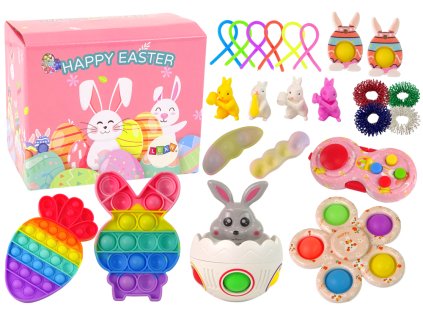 Sada Velikonočních Hraček Fidget Toys Pop It 25 Prvků