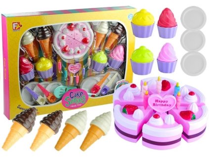 Velká Sada Narozeninový Servis Dort 32 Kusů