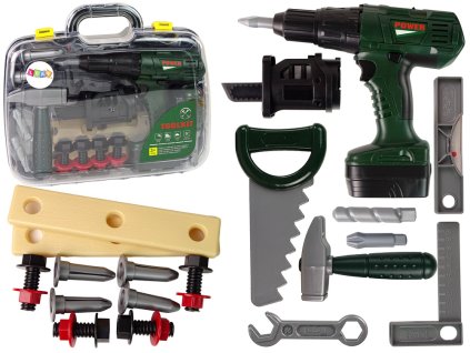 Sada Nářadí pro Kutila v Kufříku Aku Vrtačka Zelená