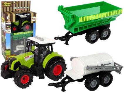 Sada Traktor s Stroji Přívěs Cisternový Zvuky LED