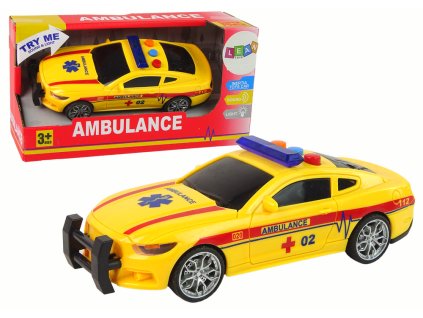 Sportovní Auto Ambulance Světla Zvuk Žlutý Pohon