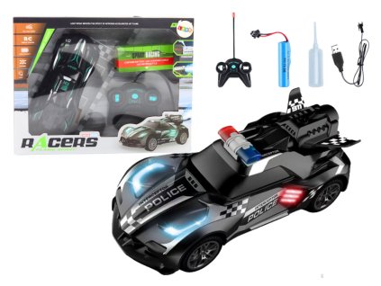 Dálkově Ovladané Černé Policejní Sportovní Auto R/C