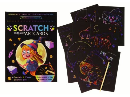 Set na škrabací omalovánky pro děti - Magická čarodějnice