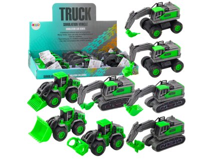 Stavební vozidlo Bagr Nakladač Buldozer Zelený Pohon Mix