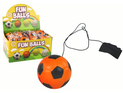 Fotbalový Míč PU Na Gumičce Jojo K Odrazování 6 cm Oranžový