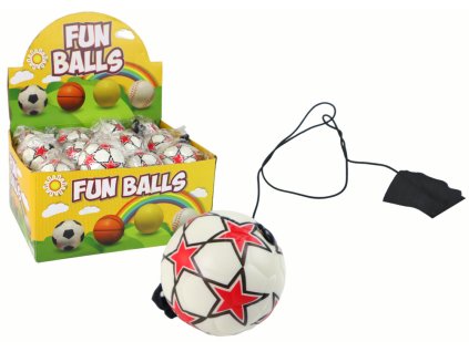 Fotbalový Míček PU na Jojo Gumičce 6 cm Bílý s Hvězdičkami