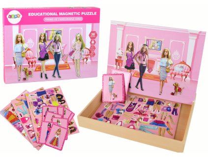 Sada Vzdělávacích Magnetických Puzzle Motiv Panenka