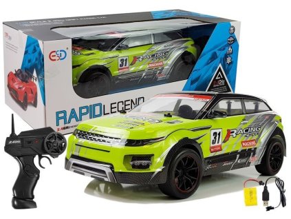 Zelené dálkově ovládané závodní auto 1:10 R/C