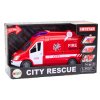 Dětský hasičský vůz s blikajícími světly, zvuky a otevíracími dveřmi, červený, na baterie