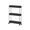 54450 7 viceucelovy mobilni regal na koleckach se 3 policemi cerny