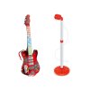 Sada Elektrická Kytara Stojan s Mikrofonem na Baterie Červená