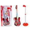 Sada Elektrická Kytara Stojan s Mikrofonem na Baterie Červená