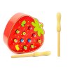 Dřevěná Dovednostní Hra Chyť Červíka Červená Jahoda