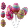 Velikonoční vajíčka na drátku puntíky květiny proužky ozdoba barevné 6ks
