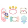 Sada Kousátek a Chrastítek Sensorických Pro Kojence Růžové 5ks