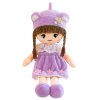 Měkká Látková Panenka Fialové Šaty Čepice S Ušima 45cm